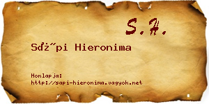 Sápi Hieronima névjegykártya